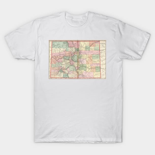 Colorado Map of Cities (1901) T-Shirt by Bravuramedia